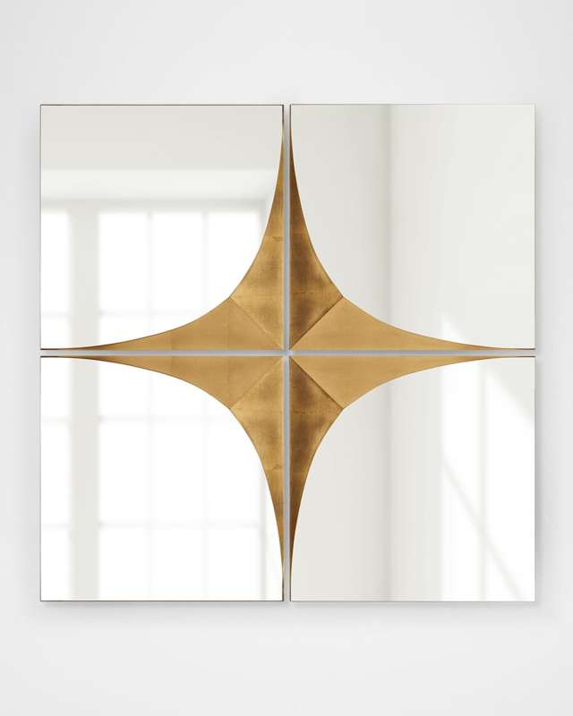 Gold Contour Wall Mirrors, Set of 4